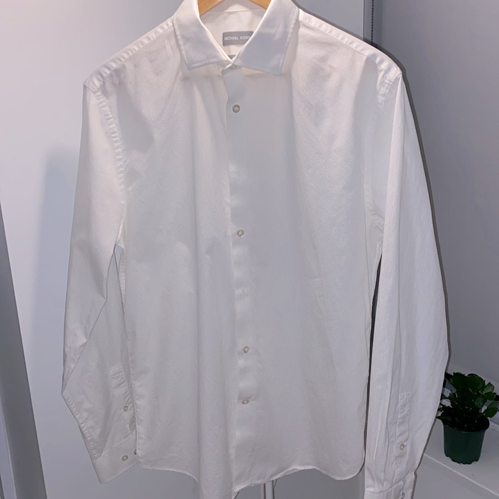 NEW Michael Kors Slim Fit White Dress Shirt, size Large